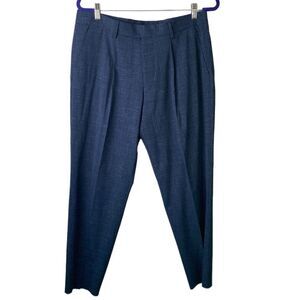 Hugo Boss New! Virgin Wool Linen Blend Plaid Pleated Trouser Dress Pant Stretch